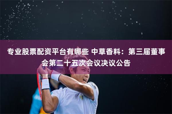 专业股票配资平台有哪些 中草香料：第三届董事会第二十五次会议决议公告