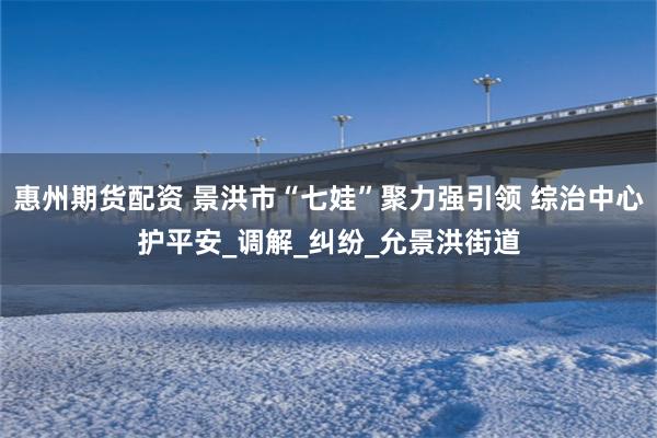 惠州期货配资 景洪市“七娃”聚力强引领 综治中心护平安_调解_纠纷_允景洪街道